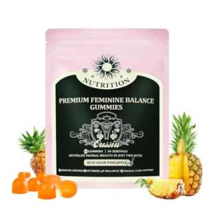 Premium Feminine Balance Gummies, Hawaiian Pineapple Flavor, Women's Health Support, 60 Count, 30 Day Supply