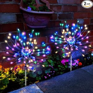 Solar Firework Lights Outdoor Garden Fairy Lights 2 Pack Colorful