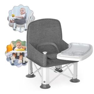 Booster Seat with Double Tray, Upgraded Toddler Portable Baby Chair