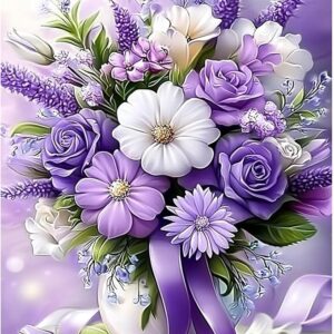 Diamond Painting Pictures Purple Flowers Vase