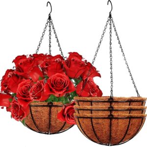 4 Pack 10 inch Metal Hanging Planters Basket