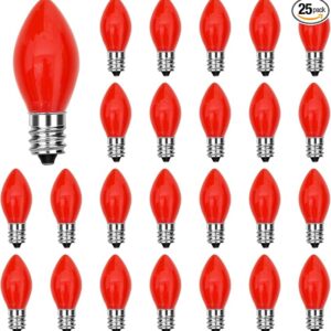 C7 Red Replacement Bulbs, 25 Pack C7 Red Replacement Bulbs