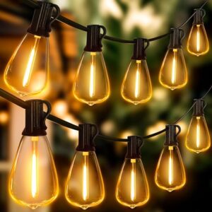 Outdoor String Lights 120FT with 60+2 Spare ST38 Vintage Bulbs