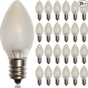 LED Frosted Christmas Light Bulb, 25 Pack