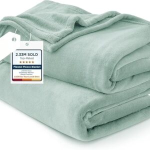 Fleece Bed Blankets Full Size Sage Green
